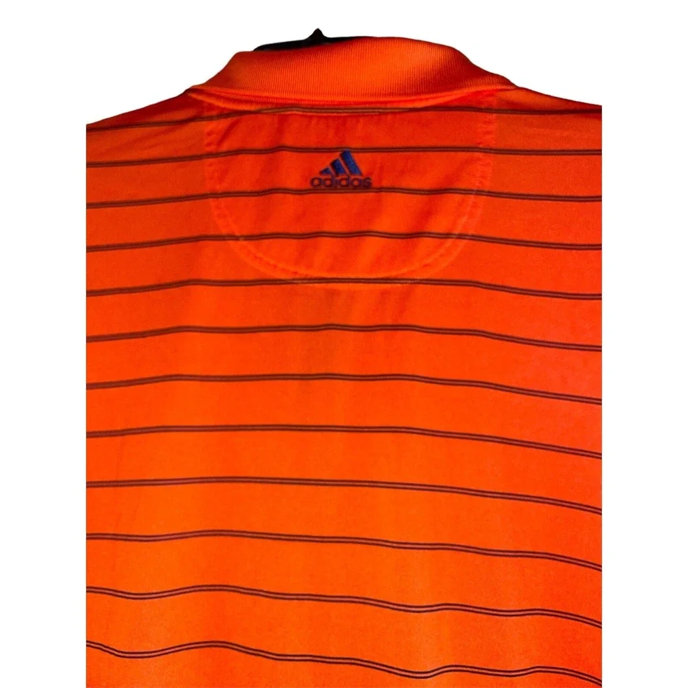 Adidas Climacool Mens Striped Polo Shirt‎ XL Orange Black Golf Casual Active